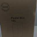 Garvee 2.6 gal / 10 L Metal Bathroom Trash Can with Lid, Slim Waterproof Garbage Can for Bedroom, Small Stepon Trash Bin with Inner Bucket, Rear Handle, Soft Close Lid, White