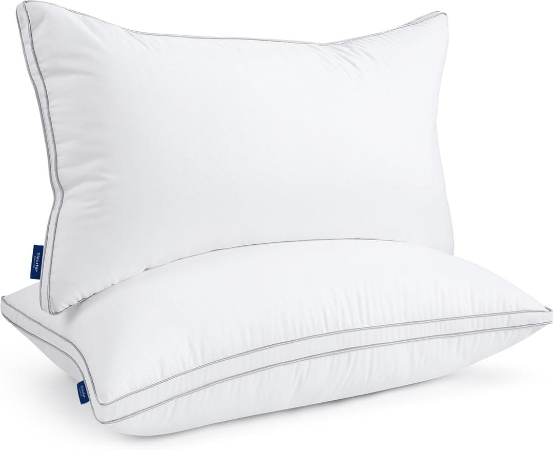 viewstar Pillows Standard Set of 2, Bed Pillows for Sleeping, Standard Pillows 2 Pack with Down Alternative for Back and Side Sleepers, Machine Washable, Fluffy and Supportive, 17" x 26" (White)