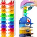 Hat Organizer for Baseball Caps 2 Pack, Adhesive Hat Rack for Wall,Baseball Cap Organizer(White+Rainbow)