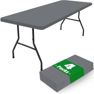 Moosfor Spandex 6 Foot Rectangle Table Cloth 4 Pack, Elastic Fitted Tablecloths for Picnic, Stretch Washable Patio Table Cover for Outdoor, Camping, Banquet and Parties (Grey, 30"x72")