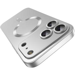 Misscase Magnetic for iPhone 17 Pro Max Case,Comes with Camera Lens Protector,Compatible with Magsafe,Soft TPU Full Protection Slim Smooth Bumper Shockproof Phone Cover Silver