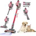 WLOTPO Cordless Vacuum Cleaner for Home,Lightweight Stick Vacuum Cordless Rechargeable with Power Suction, Up to 35 Mins Runtime, Hardwood Floor Vacuum for Pet Hair,Carpets,Tile(Ruby Red)