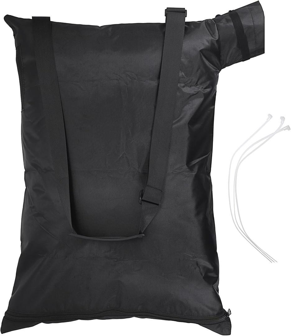 OwnMy Universal Leaf Vacuum Blower Bag Black Leaf Vacuum Bag Leaf Blower Replacement Bag with 3 Fasten Ties, Adjustable Leaf Blower Mulcher Bag Bottom Debris Zipper Bag Fallen Leaves Collection Bag