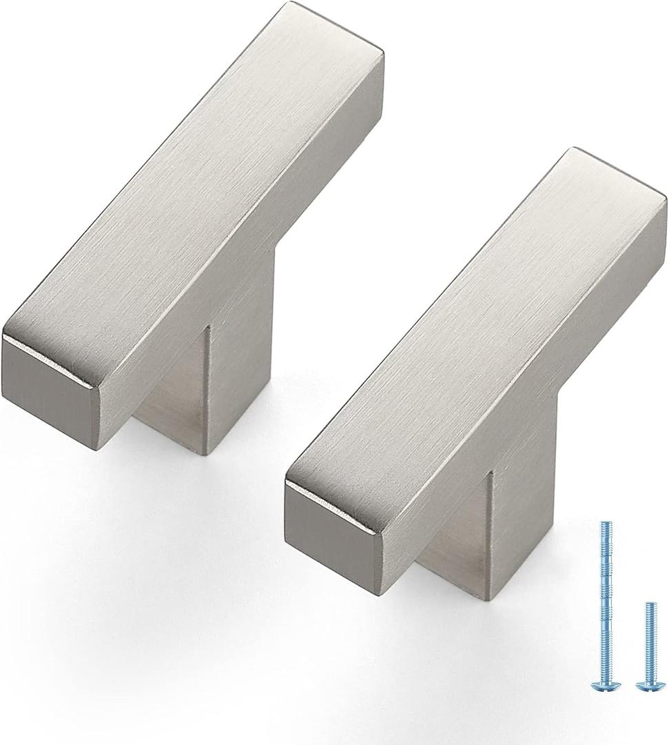 20 Pack Brushed Nickel Cabinet Pulls, 2 Inch Cabinet Door Handles with Single Hole, Square Kitchen Hardware for Doors, Drawers & Cupboards,Silver Stainless Steel Knobs