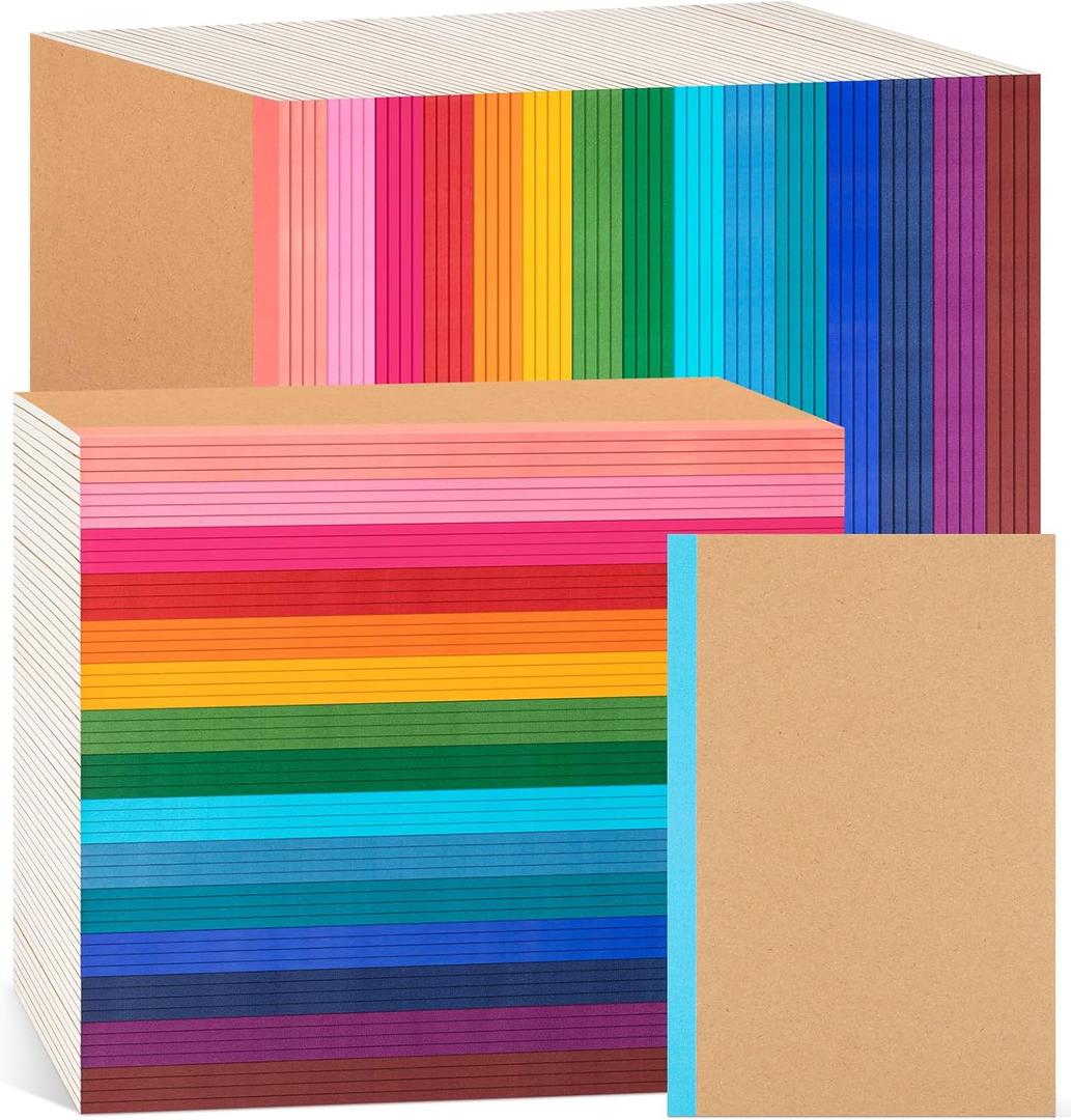 120 Pack Composition Notebook Journals Bulk, A5 Lined College Ruled Notebook, Kraft Cover with Rainbow Spines, 8.3x 5.5, 15 Colors 60 Pages for School Office Travel