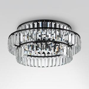 DJLSOLD Crystal Semi Flush Mount, 3-Liight Ceiling Light Fixture, Modern Ceiling Lighting Fixture for Bedroom, Kitchen and Hallway Black