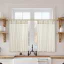 Lino Rosa Kitchen Window Curtains Over Sink, Rustic Country Pinch Pleated Linen Cafe Small Window Curtain for Half Bathroom Windows  (24"W x 36"L (Pack of 1))