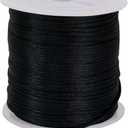 TONIFUL 1.5mm x 50 Yards Black Nylon Cord Satin String for Bracelet Jewelry Making Rattail Macrame Trim Cord Necklace Bulk Beading Thread Kumihimo Chinese Knot Craft