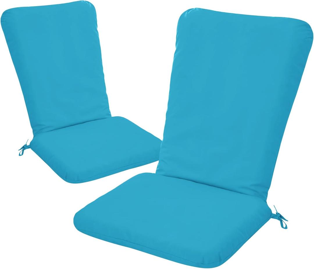 Adirondack Chair Cushion Set of 2-18''x18'' Seat & 18''x27'' Back, Outdoor Rocking Chair Cushions with Waterproof, Fade-Resistant, Removable & Machine-Washable Covers, Teal