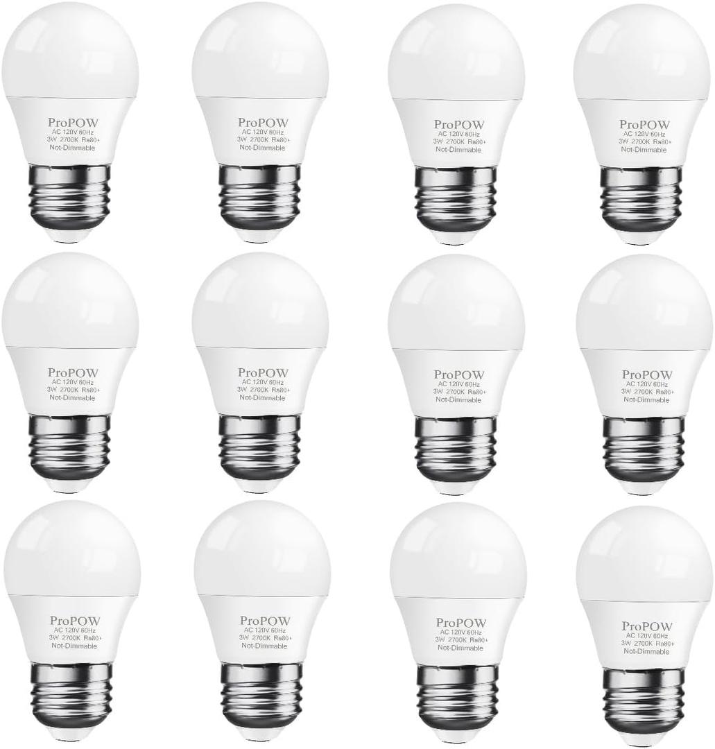 25 Watt Light Bulbs Equivalent, A15 25W LED Light Bulb 2700K Soft White E26 3W Type a Low Wattage Light Bulbs for Bedroom (12 Pack)