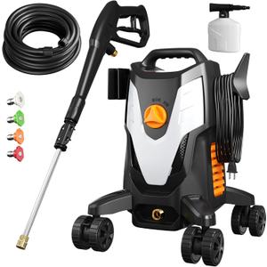 Electric Pressure Washer 4500PSI 2.8 GPM with Anti-Tipping Technology
High Electric Power Washer, 4 Quick Connect Nozzles & Stainless Steel Spray Wand for Cars/Driveways