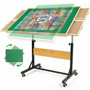 ALL4JIG 1500 Pieces Puzzle Table with Legs and Wheels, Wooden Jigsaw Puzzle Table with 4 Drawers & Cover, Upgraded Stability & Optimized Lightweight Design, Vertical Placement Option