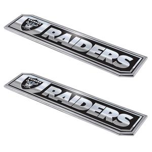 FANMATS NFL - Las Vegas Raiders 2 Piece Heavy Duty Alumnium Truck Emblem Set, Black, 1.75" x 8"