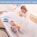 Baby Bath seat for Babies 6 Months & up, 360 Stable Toddler Bath Chair with one-Touch Button, Back Hollow Design, Water Temperature Card & 4 Suction Cups for Safety (Gray)