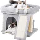 Aechonow Cat Tree Tower for Large Cat, Cat Bed House with Large Perch for Adult Cats, 20x16.5 Inch Big Platform for Indoor with Super Cozy Mat, Large Condo with Scratching Post, Light Gray