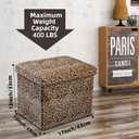 ALASDO Ottoman Storage Ottoman Footrest Stool Foldable Foot Rest Footstool Bench for Living Room 17x13x13inches Leopard Print