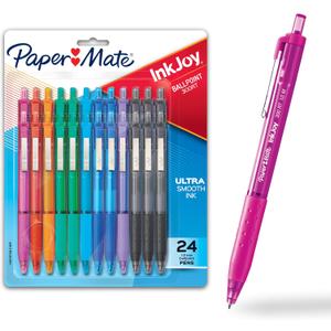 Paper Mate InkJoy 300RT Retractable Ballpoint Pens, Medium Point (1.0mm), 24 Count - Colorful Office Supplies, Writing, Journaling