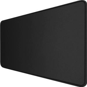 Large Extended Gaming Mouse Pad with Stitched Edges, 47.3 X 23.6 in Desk Pad Durable Non-Slip Natural Rubber Base, Waterproof Computer Keyboard Mat for Esports Pros, Gamer, Desktop, Black, 47.3L x 23.6W inches
