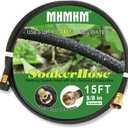 5/8" Soaker Hose for Garden Drip Hose Irrigation System with Solid Brass Fitting for Lawns Flower Beds & Vegetable Gardens (15FT)