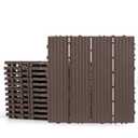 Plastic Interlocking Deck Tiles 12 Pack, 12"x12" Waterproof Patio Flooring, Weather Resistant Outdoor Deck Tiles for Balcony, Porch, Backyard, Coffee Color