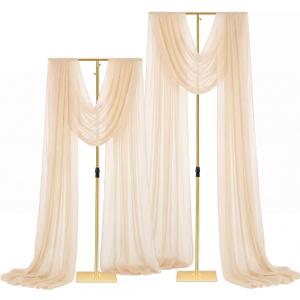 Novabright 2 Pcs Adjustable Backdrop Stand, 3.2FT to 8FT Heavy Duty Metal Background Frame with Stable Base, Gold Stand for Wedding, Birthday, Photo Booth, Events Decorations