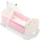 Wooden Baby Doll Crib Set, Baby Doll Bed Toys for 18 Inch Dolls, with Bedding and Canopy, Baby Doll Furniture Accessories