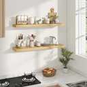 Dreamland Deep Floating Shelves, 8" Deep Long Shelves Set of 2, 40 Inches Floating Shelf for Wall,Large Display & Storage Shelf for Bathroom Bedroom Living Room Kitchen Office, Oak, 40"W x 8"D - 2P