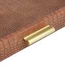 HofferRuffer Elegant Decorative Serving Tray, 20"x20" Square Faux Leather Ottoman Tray with Gold Hardware Handles, Coffee Table Serve Tea Coffee or Breakfast (Antique Brown)