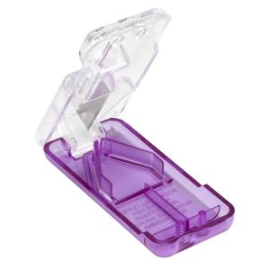 EZY DOSE Pill Cutter and Splitter with Dispenser, Safely Cuts Large, Small and Tiny Pills, Vitamins, Tablets in Half, Accurate and Easy Cutting, Stainless Steel Blade, Travel Sized, Purple, BPA Free (1.5" x 3.5")