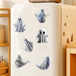 6 Pcs Halloween Fridge Magnets Little Ghost Themed Halloween Refrigerator Decoration Magnets Cute Cartoon Spooky Magnetic Holiday Fridge Magnet for Mental Door Kitchen Garage Home Party Car Decor