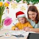 48 PCS Paint Kits for Kids with Writing Tablet, 12 Acrylic Paints, 12 Markers, 10 Brushes, 6 Canvas Panels, 3 Coloring Books Wood Easel, Paper Pad for Beginner Toddlers