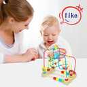 QZMTOY Bead Maze Toy for Toddlers Wooden Bead Toys Colorful Roller Coaster Preschool Educational Toys for Kids Classic Birthdday Gift for Toddlers Baby Infant Boys Girls
