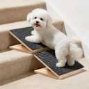 Dog Ramp for Stairs 2 Pack - Adjustable Wooden Stair Wedges for Small Dogs, Foldable Indoor Dog Stair Ramp with Triangular Support and Non-Slip Pads for Senior and Short-Legged Pets