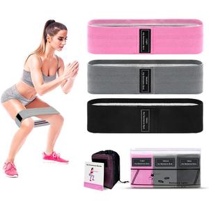 Resistance Bands for Legs and Butt - Fabric Exercise Set, Thick Wide Stretch Fitness, Non-Slip Workout Loop, Booty Hip Bands for Women at Home or Gym (Pink, Grey, Black)