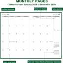 2026 Daily & Monthly Planner - 2026 Daily Planner One Page Per Day from January 2026 to December 2026, 5.8" x 8.3" Hourly Appointment Book Perfect Organizer Daily Life, Fabric Cover, Green