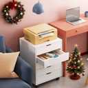 DEVAISE 5-Drawer Filing Cabinet Under Desk, Wood Storage file Cabinet with Wheels, White 15.7"D x 18.7"W x 25.5"H