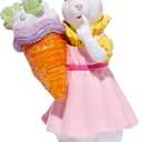 Hodao 1 Pcs Resin Easter Bunny Figurines Decor - Colorful Egg & Ice Cream Cone Holding Bunny Statues, Cute Holiday Decor for Easter Party Home Table Desk Shelf Decoration