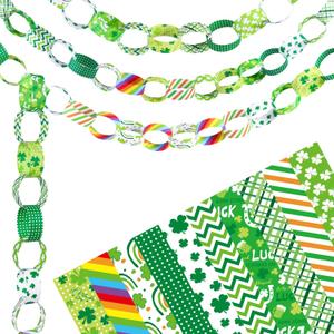 Morcheiong 300 Paper Chains Bright Color Paper Strips for Crafting DIY St. Patrick's Day Party Decorations Supplies
