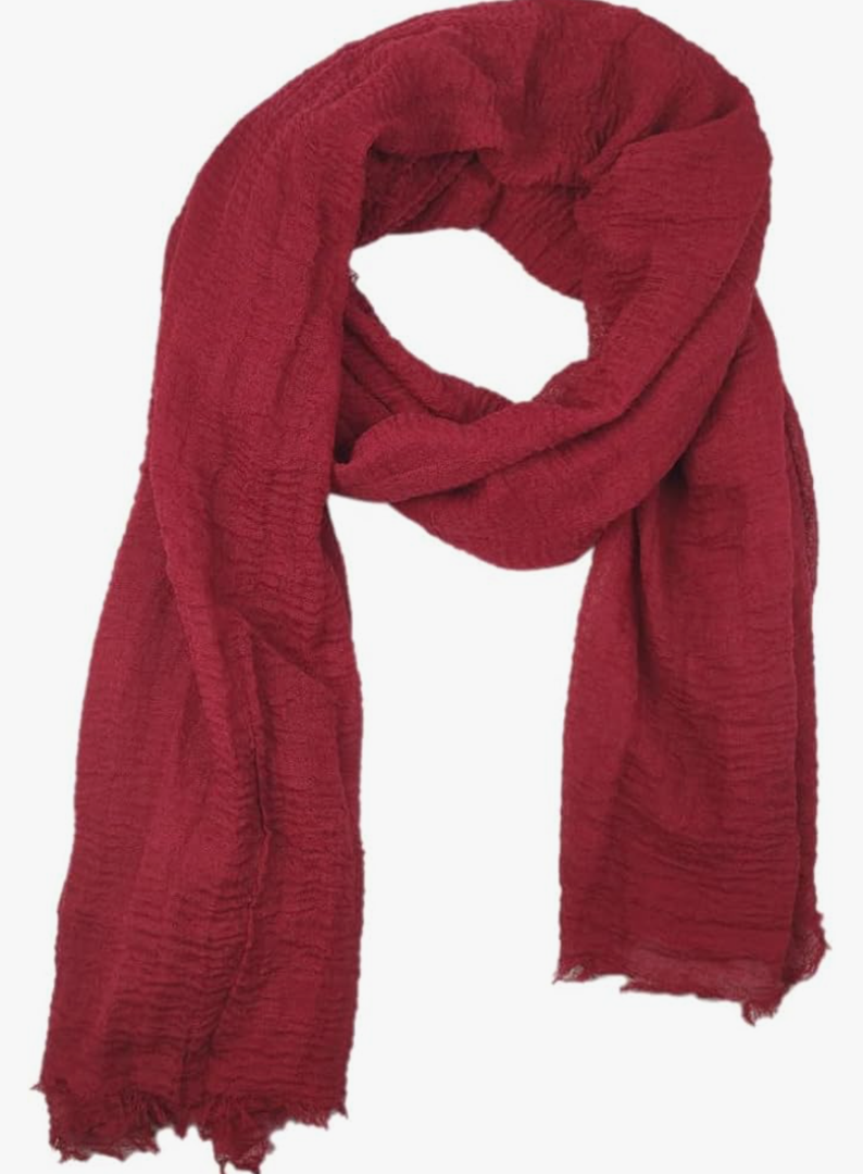 Belsen Classic Cotton Blend Crinkle Soft Lightweight Scarf Wrap Shawl