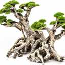 Novelsite Fish Tank Decor- Bonsai Trees with Faux Moss- Aquarium Rocks Aquascaping- Made of Sandstone, Goldfish Betta Fish Tank Decorations Hides Accessories