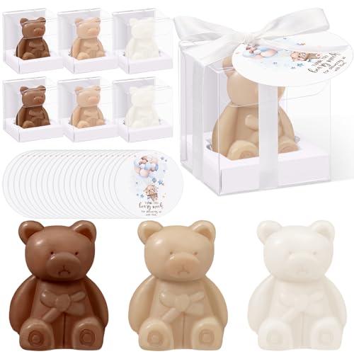 Geosar 36 Pack Wedding Favors Bear Soap Gift with Thank You Cards and Boxes for Baby Shower Decoration Guest Gift Engagement Party Bridal Favors Supplies(White Brown)
