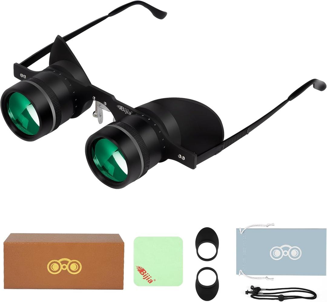 BIJIA 3X Opera Binocular Glasses,Hands-Free Lazy Glasses Binoculars Lightweight for Fishing,Bird Watching,Tv,Sports,Concerts,Theater,and Sightseeing,for Adults Men Women(Upgraded HD Green Film) BIJIA 3X Opera Binocular Glasses,Hands-Free Lazy Glasses Binoculars Lightweight for Fishing,Bird Watching,Tv,Sports,Concerts,Theater,and Sightseeing,for Adults Men Women(Upgraded HD Green Film)