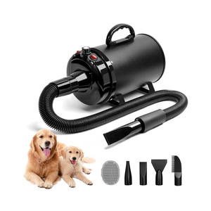 Dog Hair Dryer,5.2HP/ 3800W High Velocity Blow Dryer for Dogs Pet Grooming,Low Noise Speed Temperature Adjustable Pet Grooming Dryer with 4 Nozzles,Black
