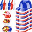 36 Pack Baseball Helmet Ice Cream Dessert Bowls 18pc Spoons and 18pc 8oz Mini Dessert Cups Sundae Bowl Parfait Cups Appetizer Cup, Reusable Serving Baseball Cup Bowls for Birthday Party