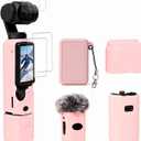 Case for DJI Osmo Pocket 3/Xtra Muse Camera, Soft Silicone Protective Case, Slim Fit Skin with mic Cover and Screen Protector Accessories for Osmo Pocket 3/Xtra Muse,Anti-Scratch (Pink)