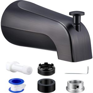 Dreyoo Tub Spout with Diverter, Tub Spout (Universal Fits 1/2" Copper Pipe, 1/2" IPS and 3/4" IPS), Bathroom Bathtub Faucet with Adapters and Hex Wrench(Oil Rubbed Bronze,Simple)