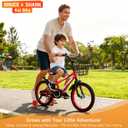 Bruce & Shark Pink 18 Inch Kids Bike with Training Wheels, Adjustable Seat, Carbon Steel Frame, Dual Brakes, Anti-Slip Wheels, Easy Assembly Youth Bicycle 3'1"–4'3" Height