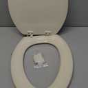 Premium Elongated Toilet Seat with Slow-Close Design & Adjustable Hinges - Molded Wood Toilet Seat - Fits Standard Elongated Toilets - Oval Seat in Bone/Beige