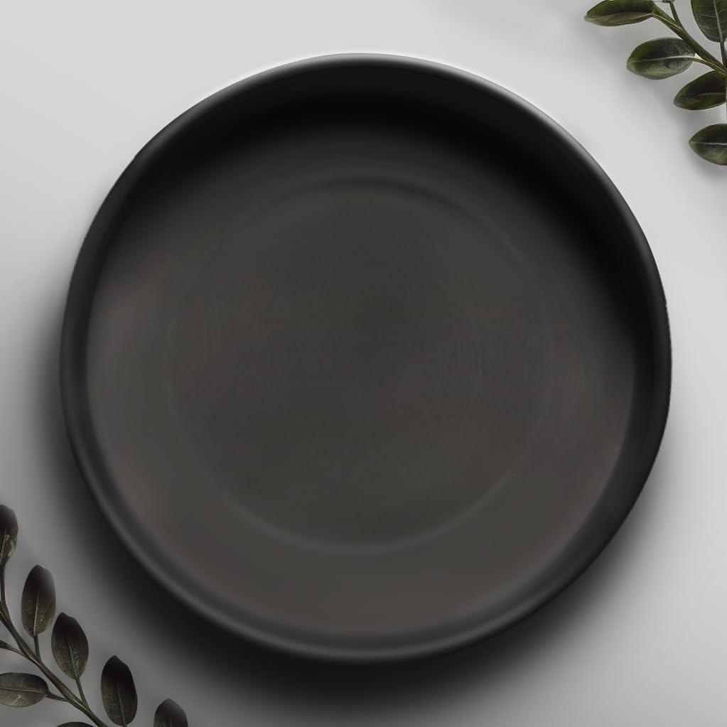 Willowy 9 Inch Black Ceramic Pot Saucer - Drainage Tray for 6, 7, 8 Inch Planters + More Sizes (9" (1 Pack))