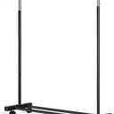 Clothing Rack, 55.51 Inch Heavy Duty Clothes Rack Rolling Garment Rack with Wheels and Bottom Shelf, 130LB Capacity Clothes Racks for Hanging Clothes, Coats, Shirts, Sweaters, Skirts, Black (Single)